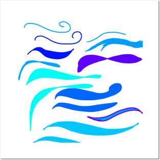 blue water waves beach design Posters and Art